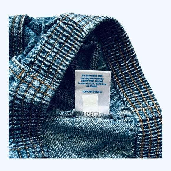 Okie Dokie casual blue denim shorts Girls 18 Mo cotton pull-on elastic waist - Picture 3 of 6